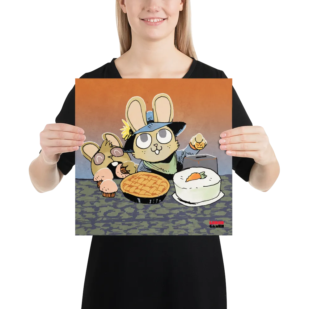 Leder Games Root Bake Sale affiche 25x25 festin lapins