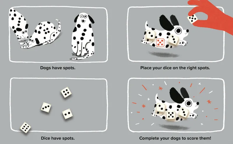 CMYK Spots jeu de dés carton 18 jeux stop ou encore