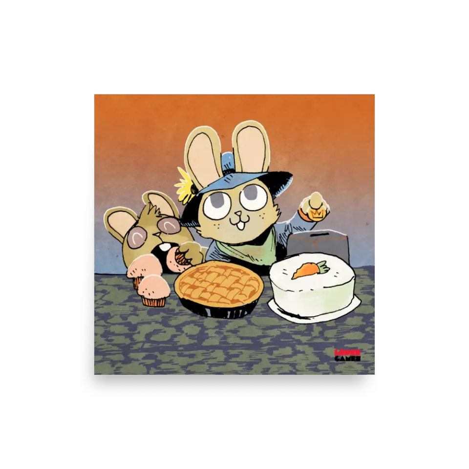 Leder Games Root Bake Sale affiche 25x25 festin lapins