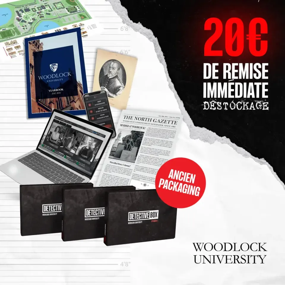 Detective Box Woodlock University jeu d'enquête longue