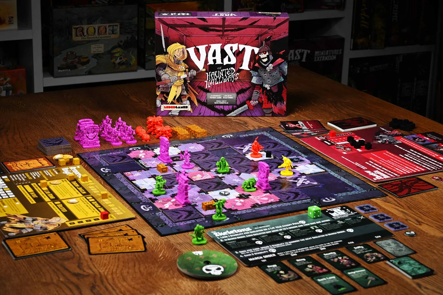 Leder Games Vast Haunted Hallways extension jeu + meeples bois
