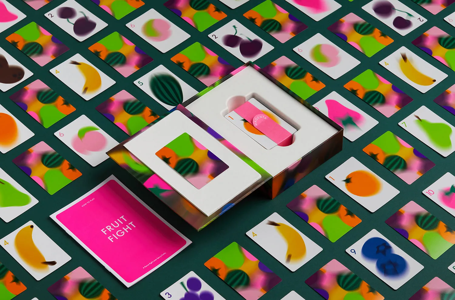 CMYK Magenta Fruit Fight jeu de cartes stop ou encore
