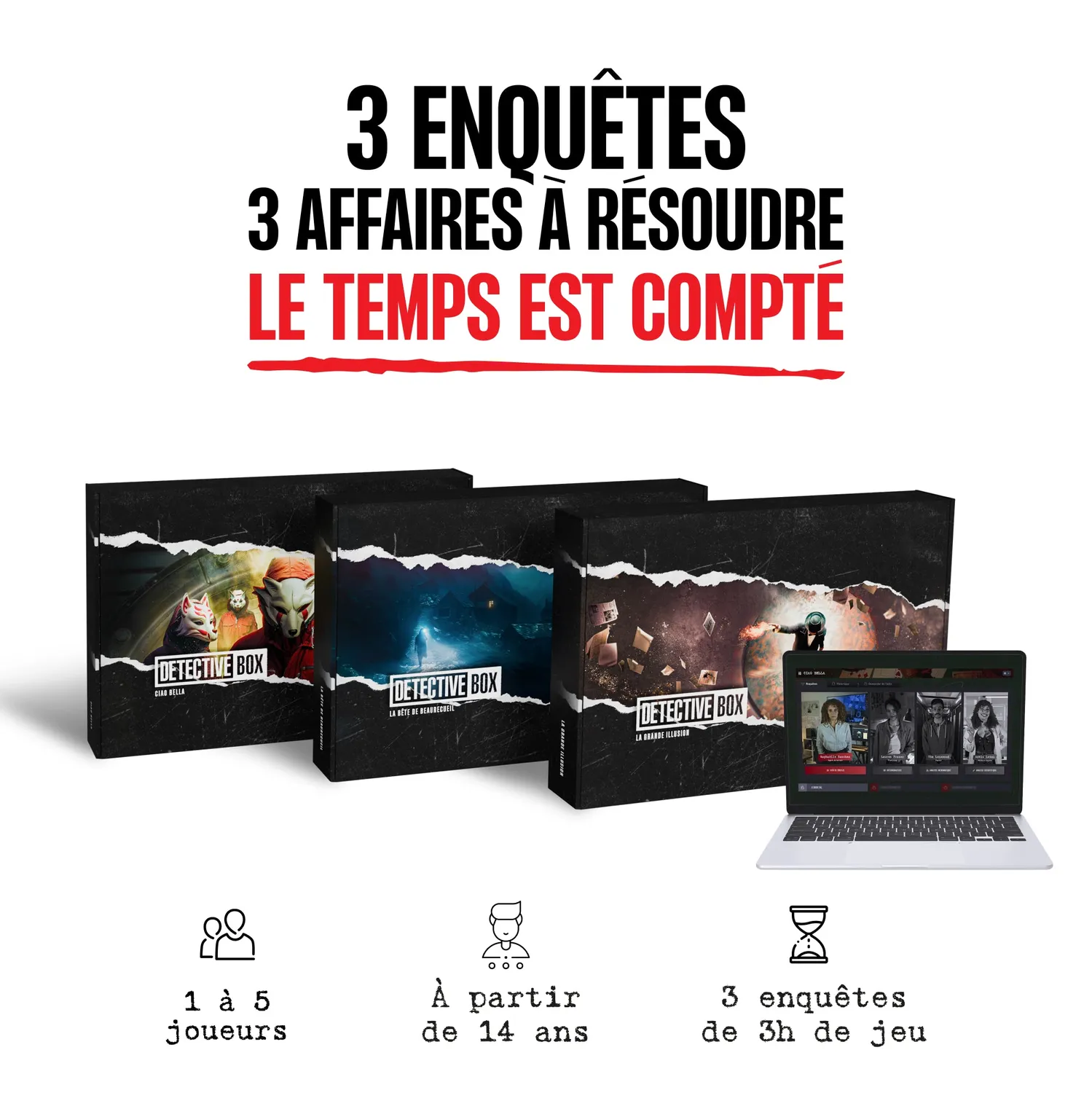 Detective Box Pack 3 enquêtes jeu enquête 3 aventures