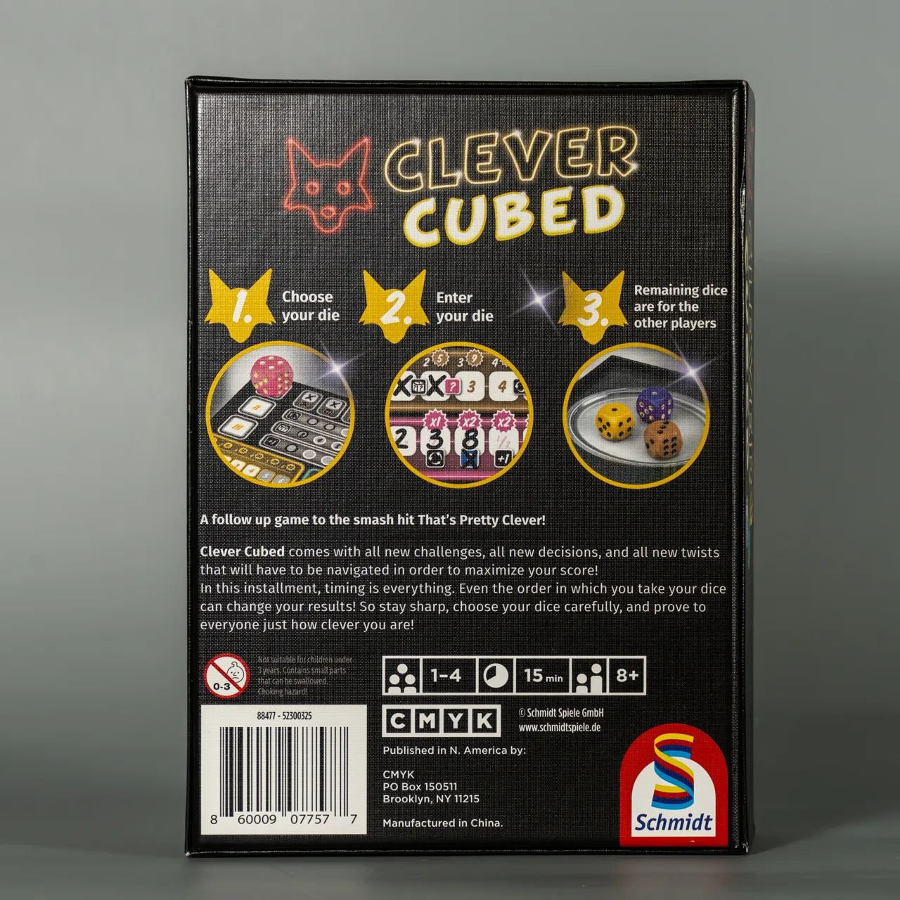 CMYK Clever Cubed jeu de dés carton 12 stratégie